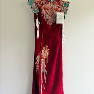 Elegant Red Embroidered Dress